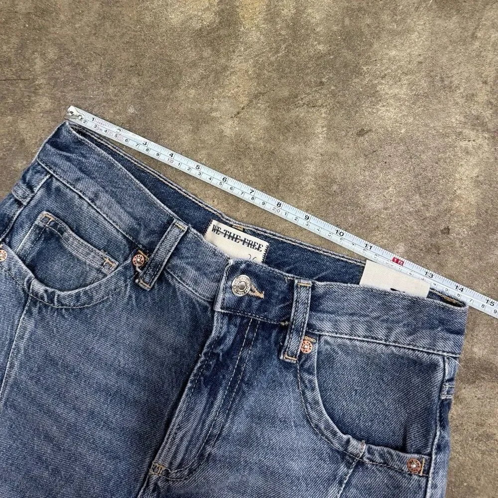 Free People Ghost town high rise long Jean shorts